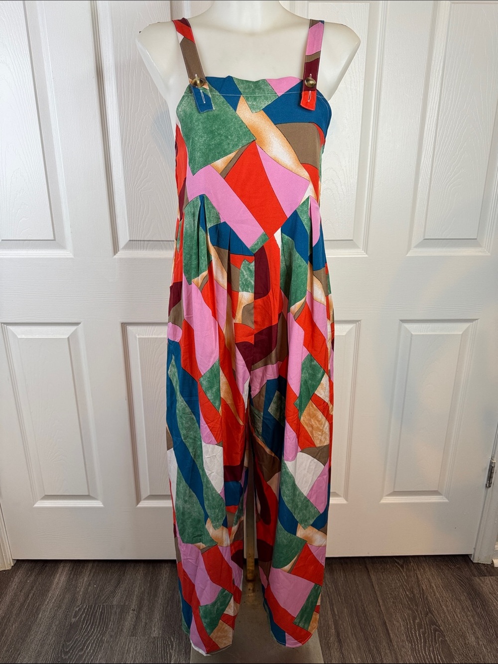 Multicolor Geometric Baggy Wide-Leg Jumpsuit size S NWOT